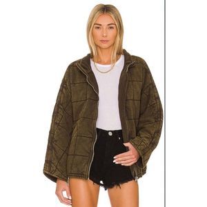 Free People Dolman Quilted Knit Jacket in Dusted Military NEW XS
